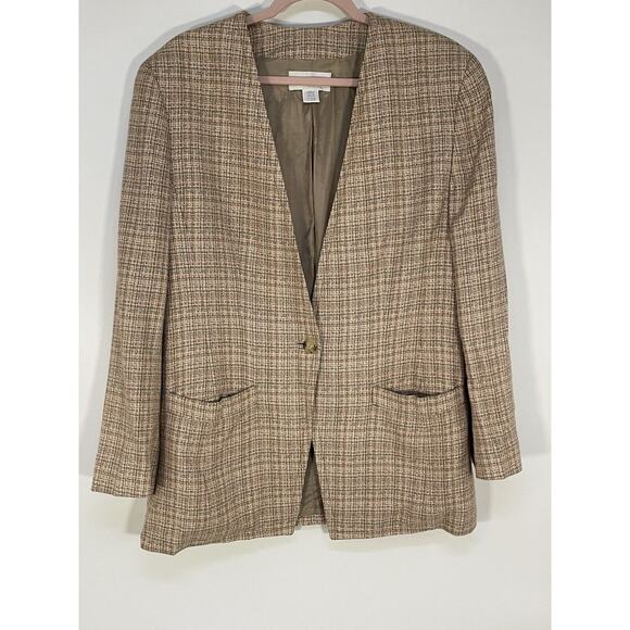 Liz Claiborne Women Multi Color Tweed Blazers 100% Rayon Size 14 Preowned - Picture 1 of 11